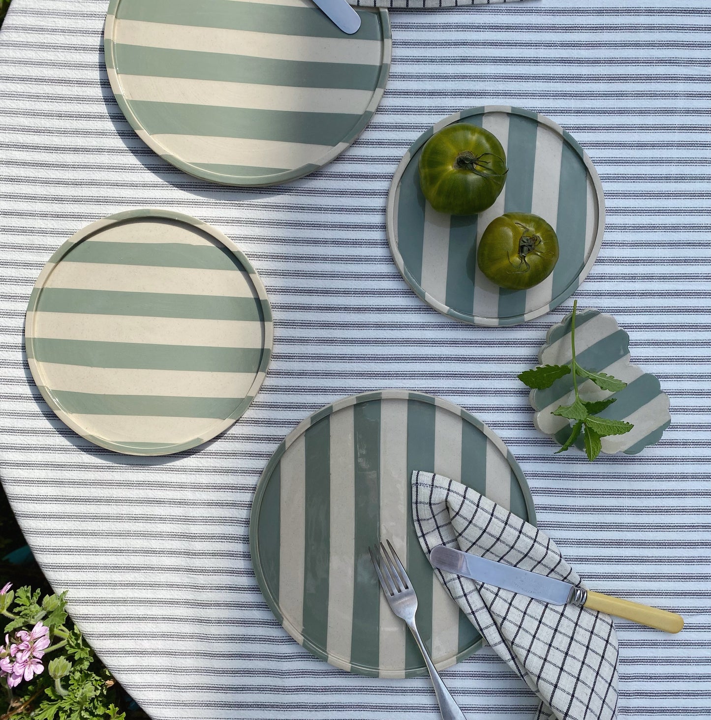 Duci Striped Plate Green 15cm