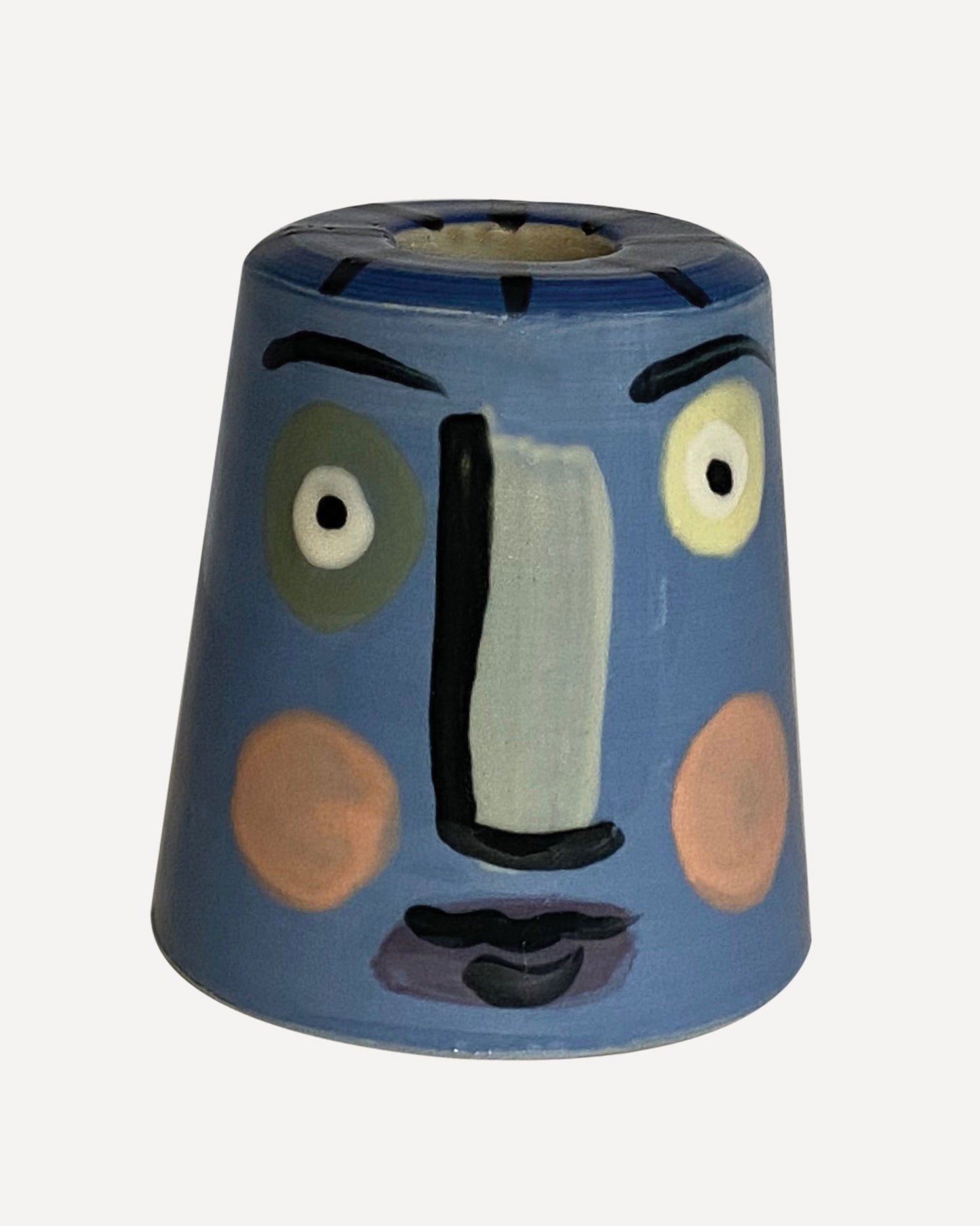 Isolation Face Candle Holder Pale Blue