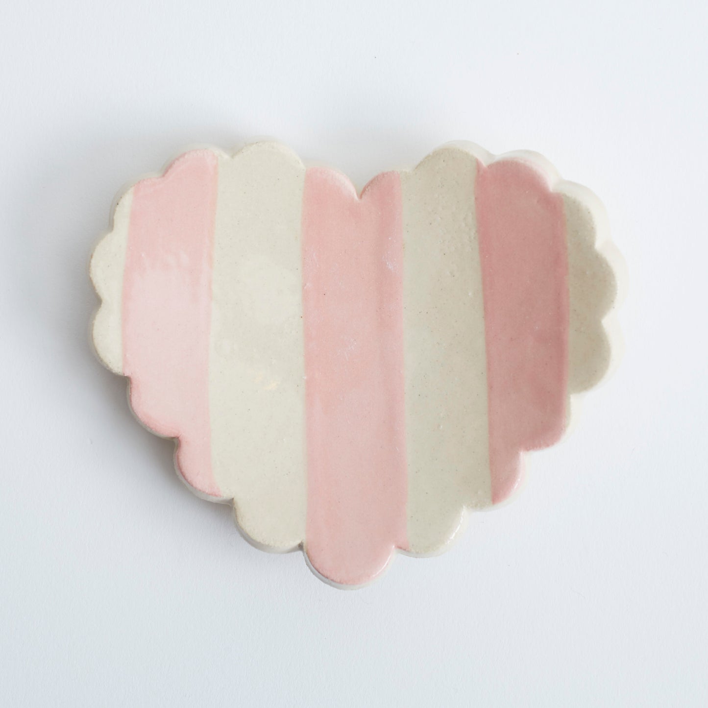 Duci Scalloped Heart Striped Trinket Dish Pink