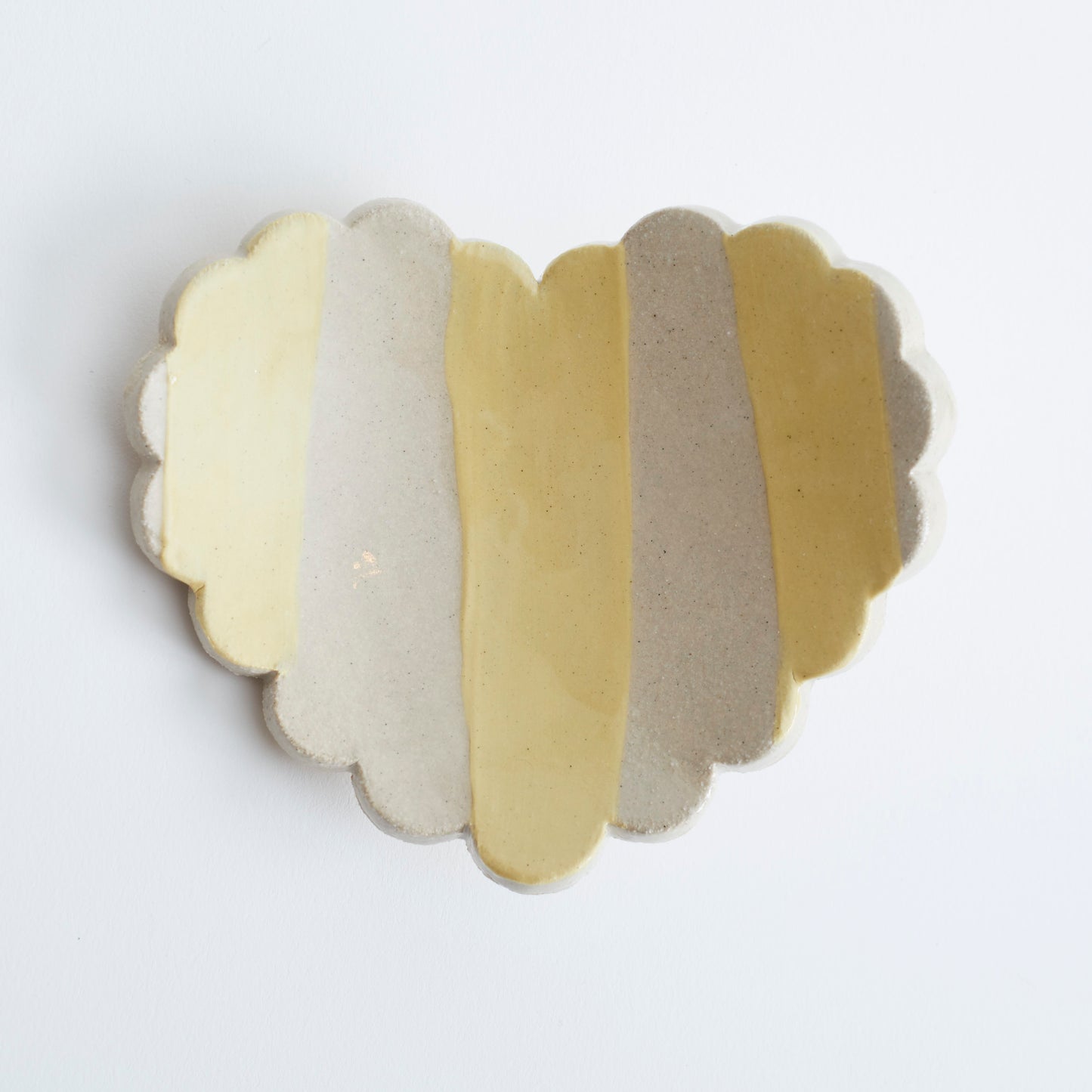 Duci Scalloped Heart Striped Trinket Dish Yellow