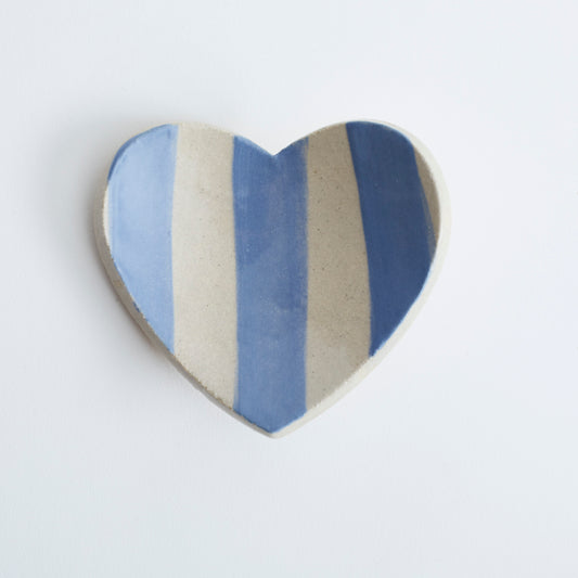 Duci Heart Striped Trinket Dish Blue