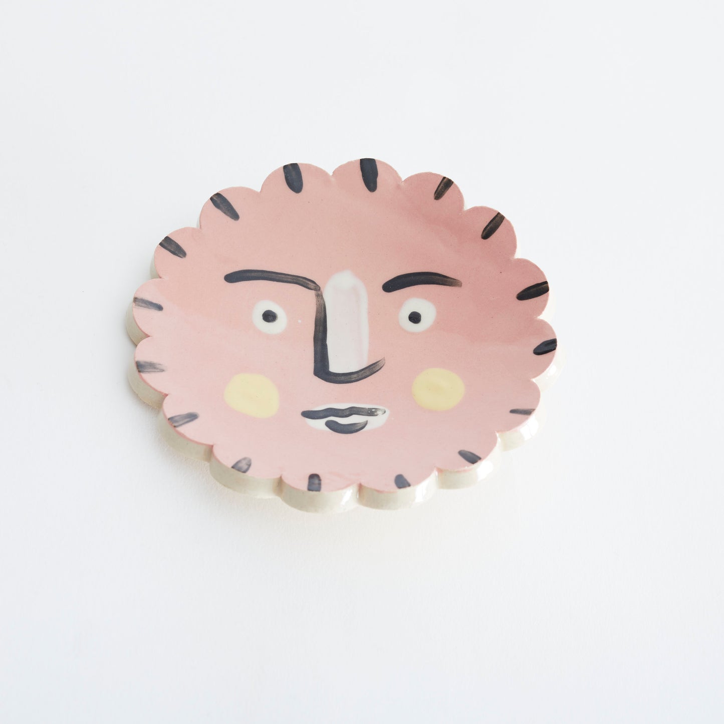 Face Scalloped Round Trinket Dish