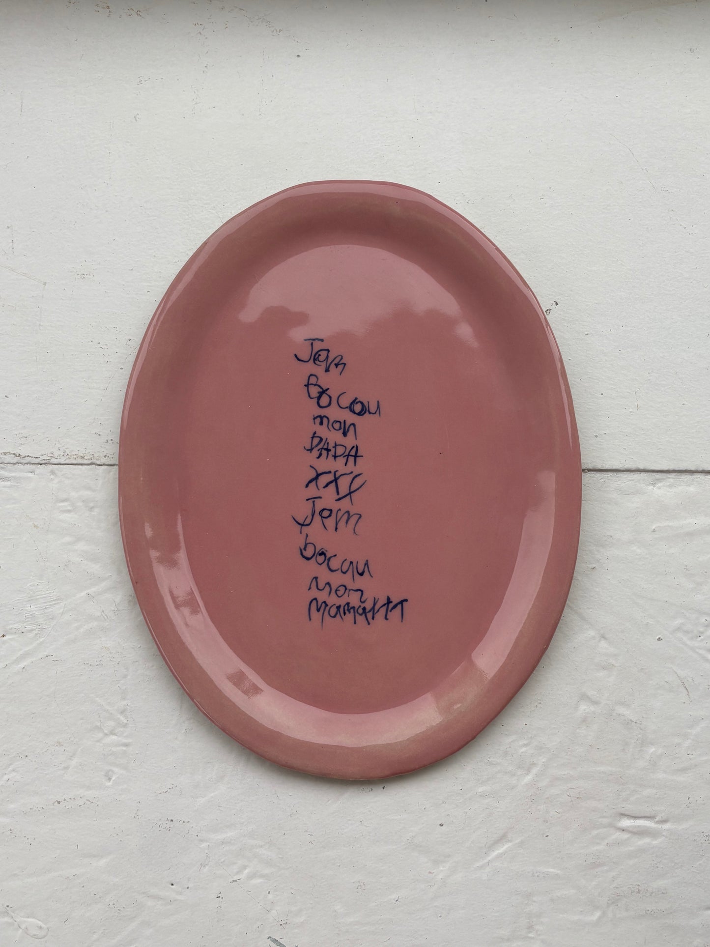 Love notes in Clay - Pink Medium Oval platter