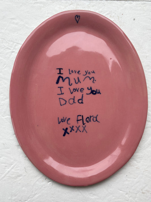 Love notes in Clay - Pink Medium Oval platter