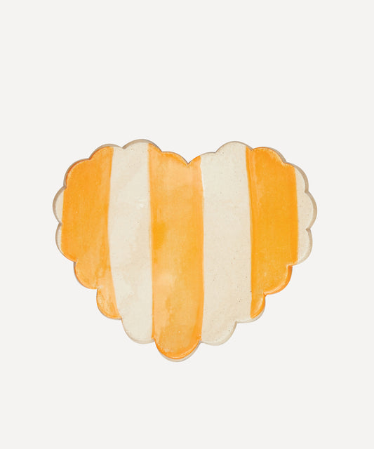 Duci Heart Striped Trinket Dish Orange