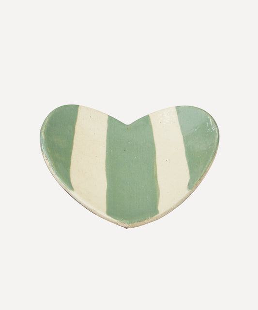 Duci Stripe Heart Trinket Dish Green