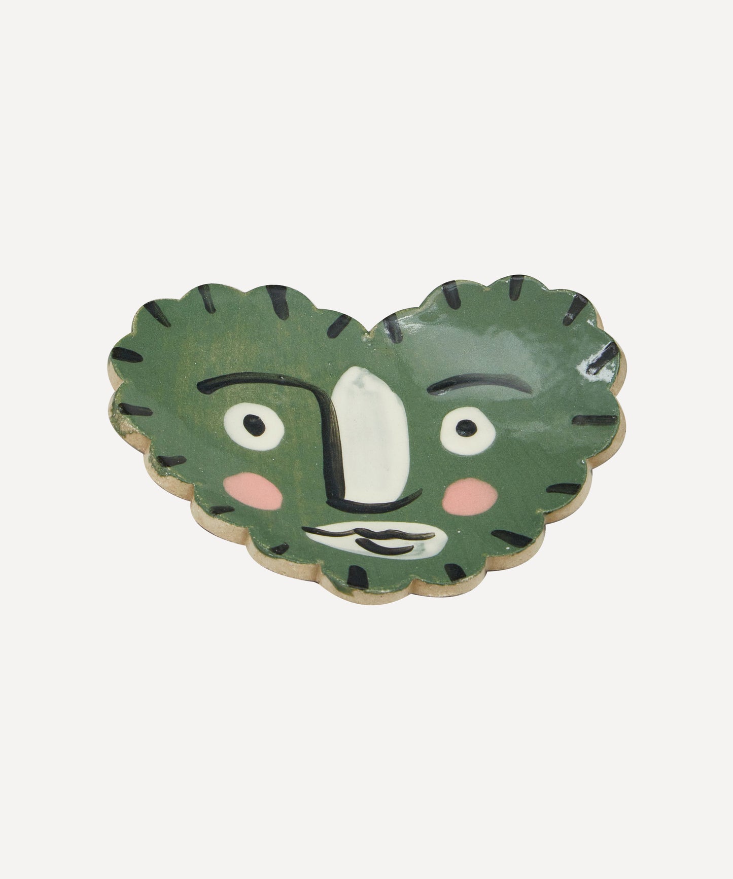 Isolation Face Heart Trinket Dish in Green