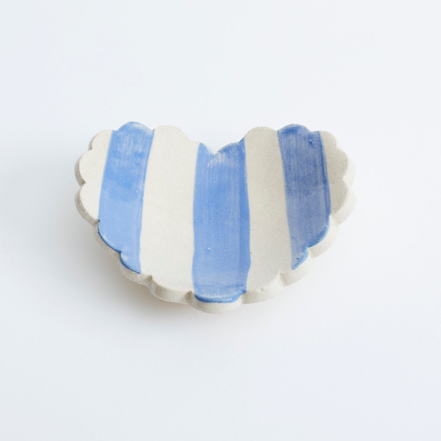Duci Scalloped Heart Striped Trinket Dish Blue