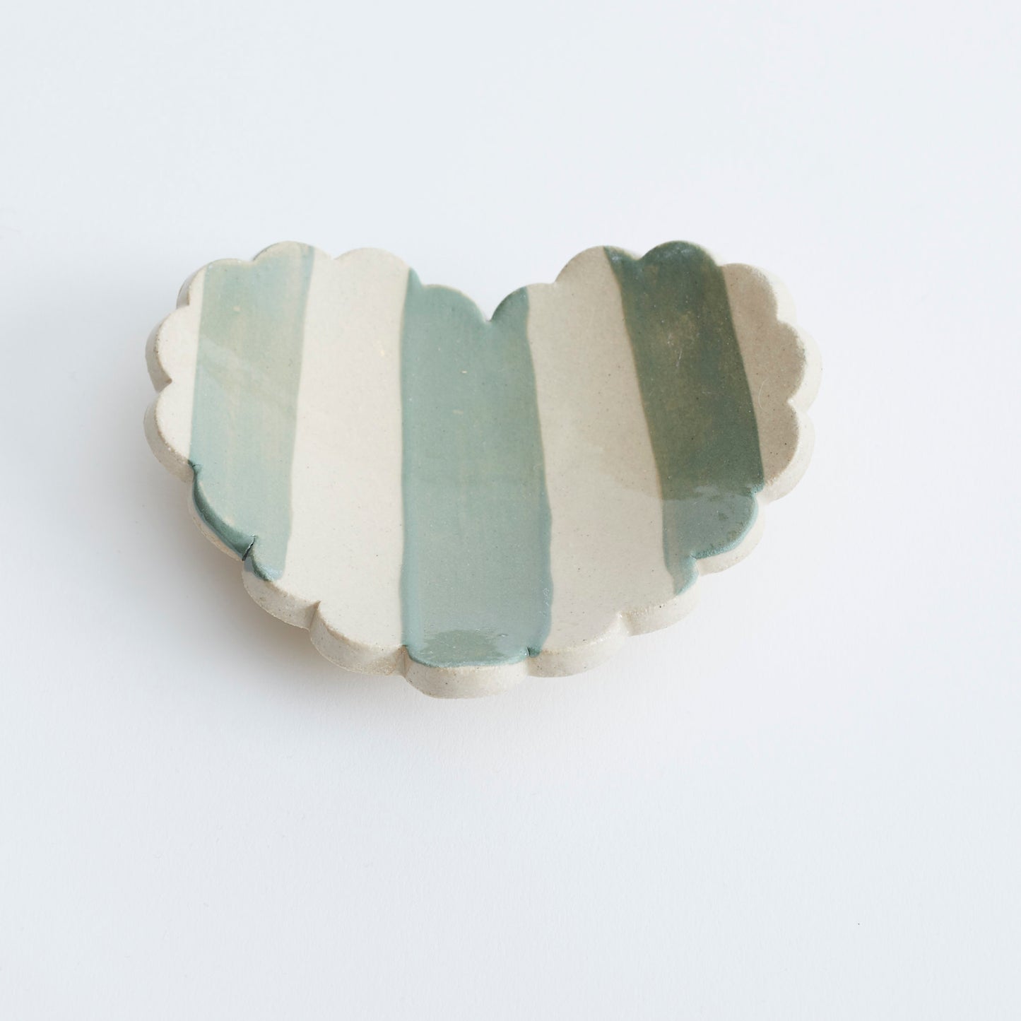 Duci Scalloped Heart Striped Trinket Dish Green