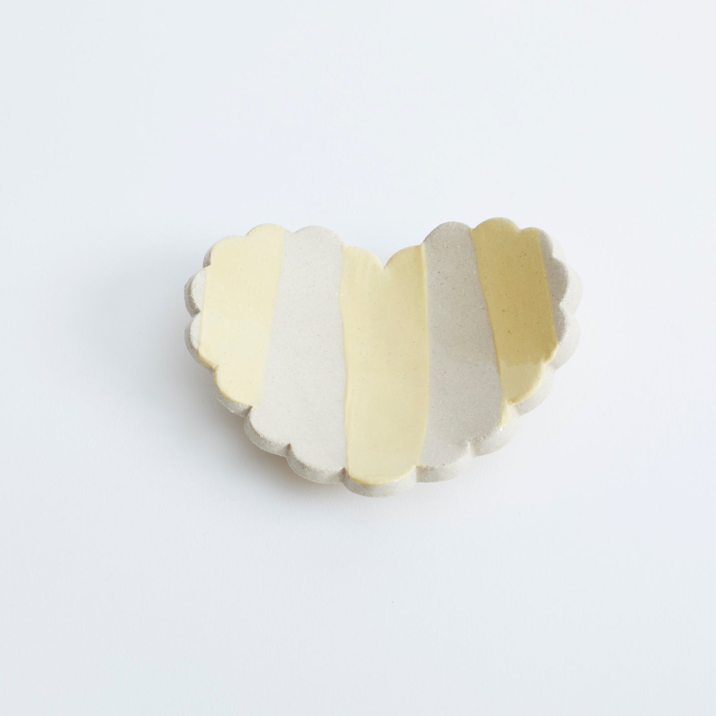 Duci Scalloped Heart Striped Trinket Dish Yellow